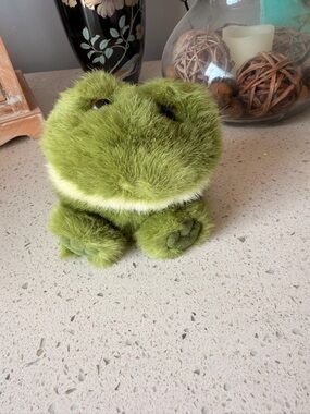 Vintage Plush Green Fuzzy Frog Plush
